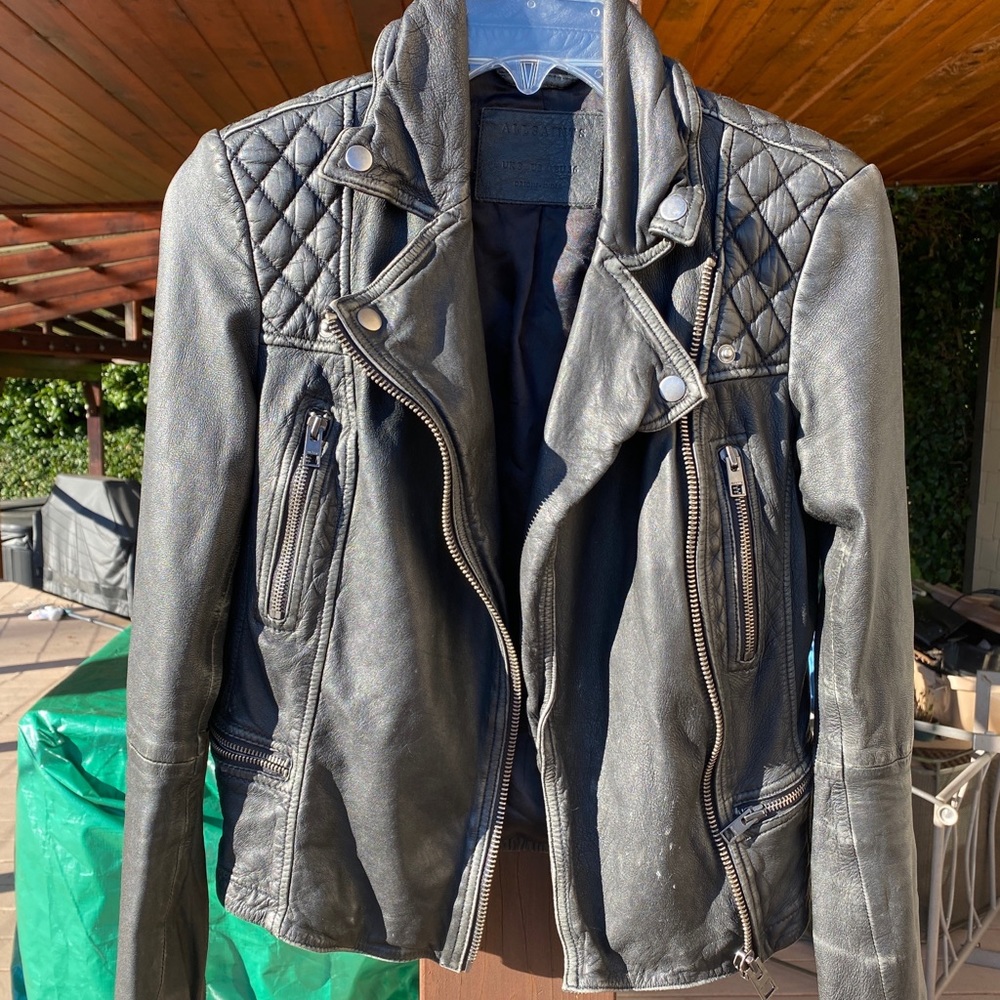 AllSaints Cargo Biker Leather Jacket